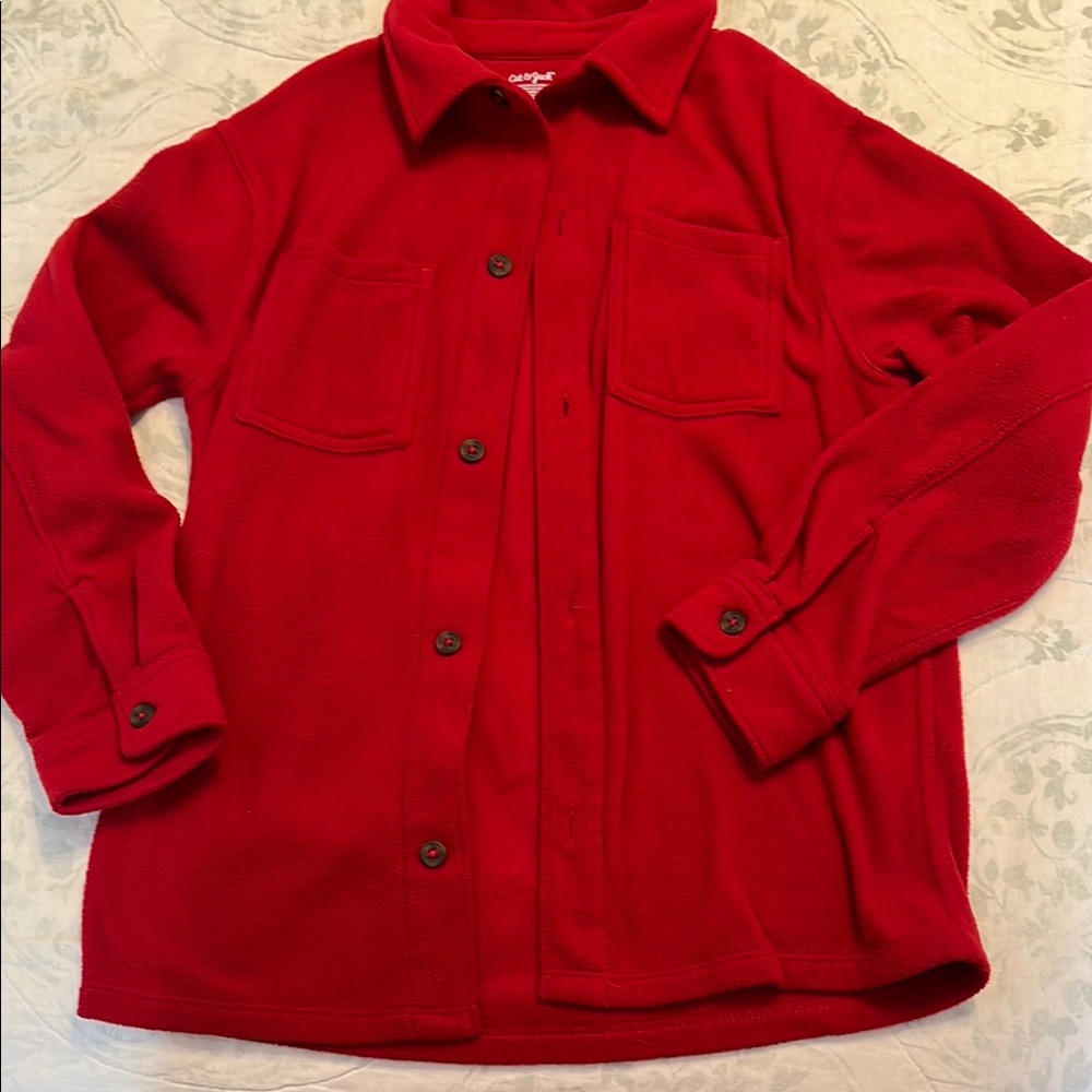 Vibrant Red Button-Up Shacket - Picture 2 of 4